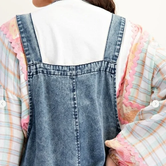 Easel Blue Denim Overalls with Whimsical Butterfly Accents - Picture 5 of 7